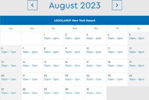 LEGOLAND New York Park Hours August 2023