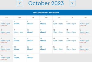 LEGOLAND New York Park Hours October 2023