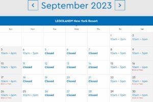 LEGOLAND New York Park Hours September 2023