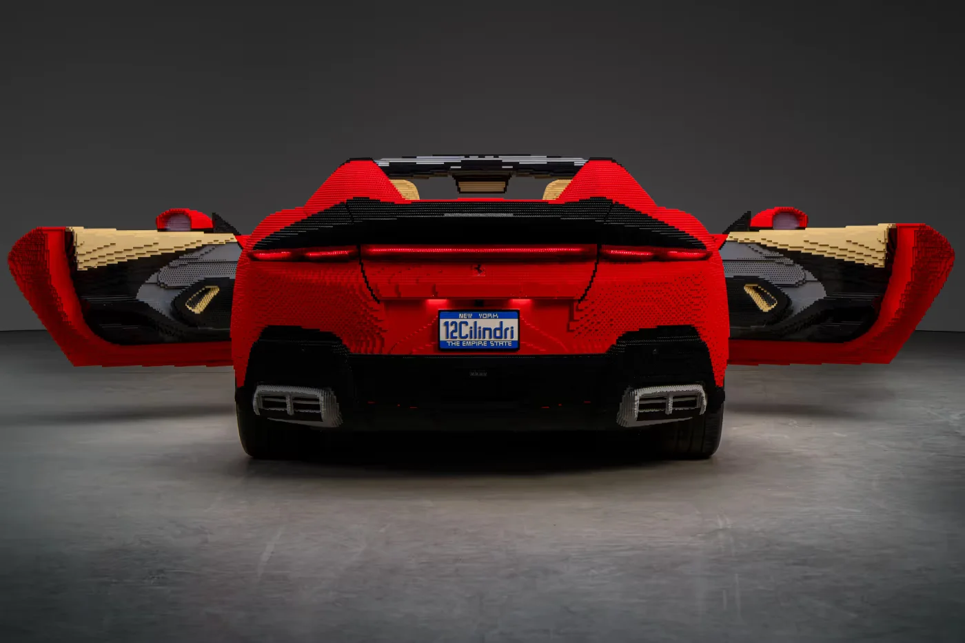 This LEGO Ferrari at LEGOLAND New York Is Heavier Than the Real Thing 3 Life-size LEGO Ferrari 12Cilindri built from 554,767 plastic bricks