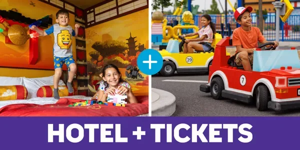 Official LEGOLAND New York hotel plus tickets package graphic