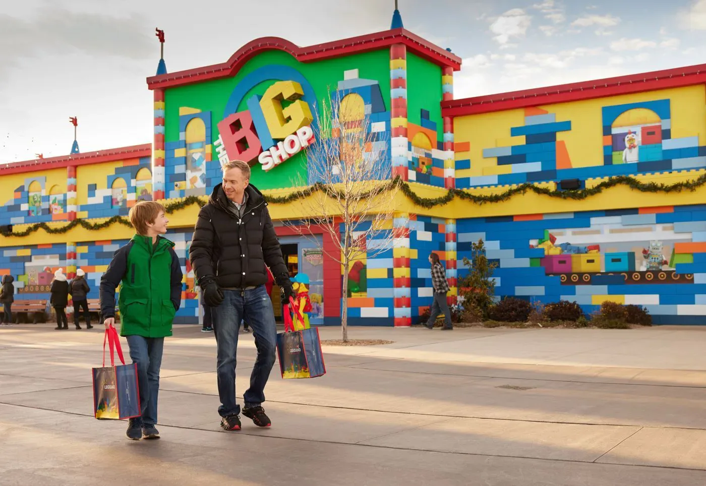 Brick Street at LEGOLAND New York: Rides, Shops, Food & Tips 10 The BIG Shop decorated during Holiday Bricktacular at LEGOLAND New York