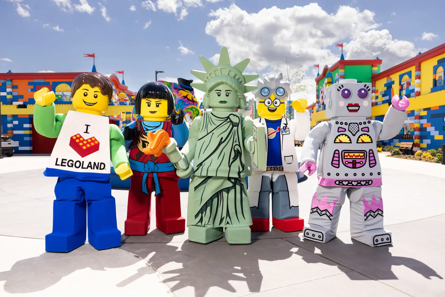 Brick Street at LEGOLAND New York: Rides, Shops, Food & Tips 22 LEGO characters posing on Brick Street at LEGOLAND New York