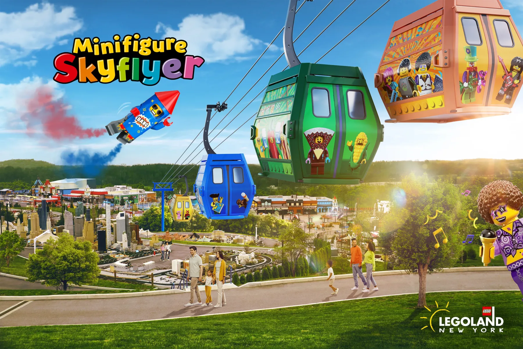 Brick Street at LEGOLAND New York: Rides, Shops, Food & Tips 9 Official Minifigure Skyflyer key visual for LEGOLAND New York