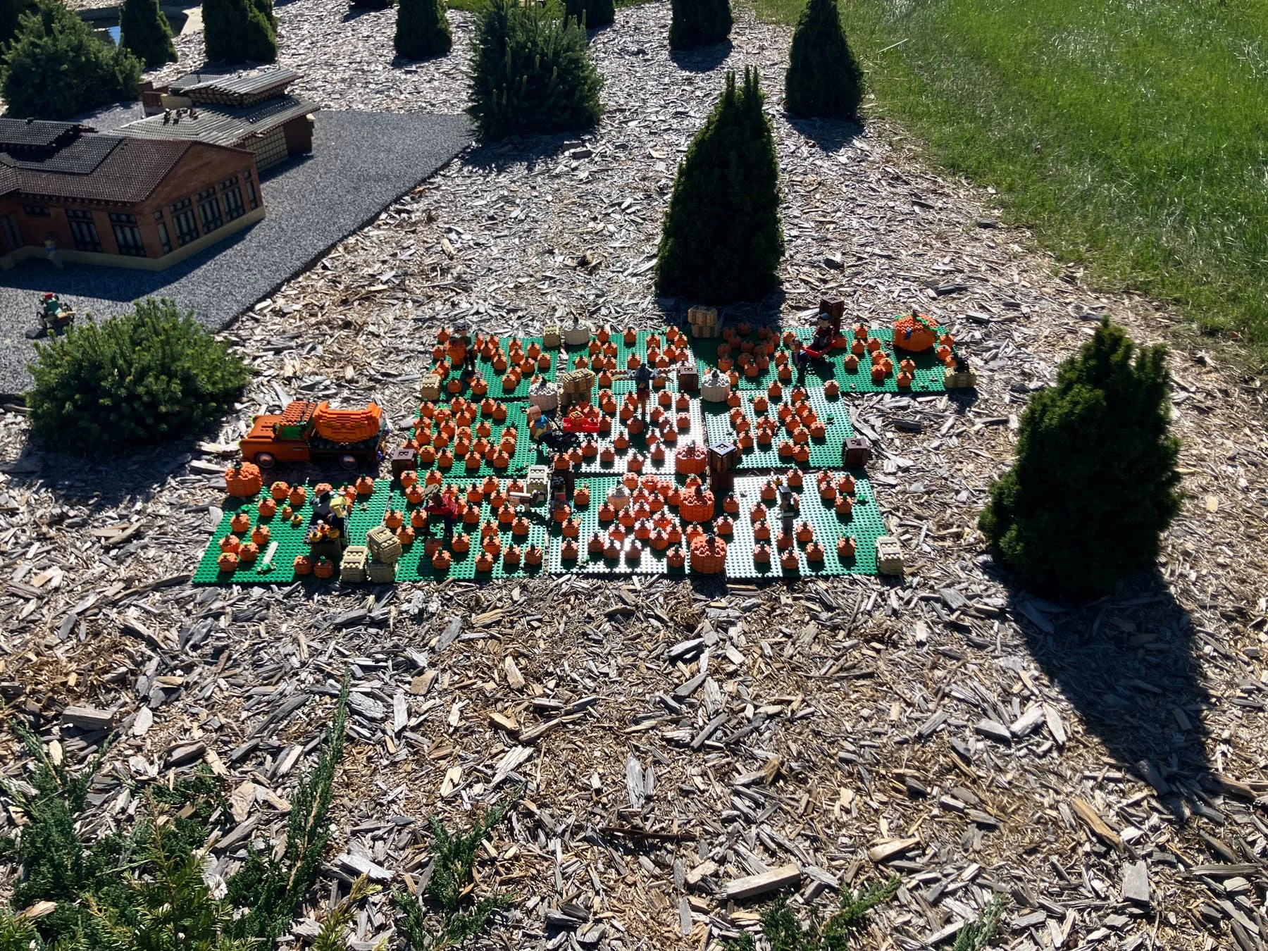 Tiny pumpkin patch made from LEGO pieces in LEGOLAND New York's Miniland