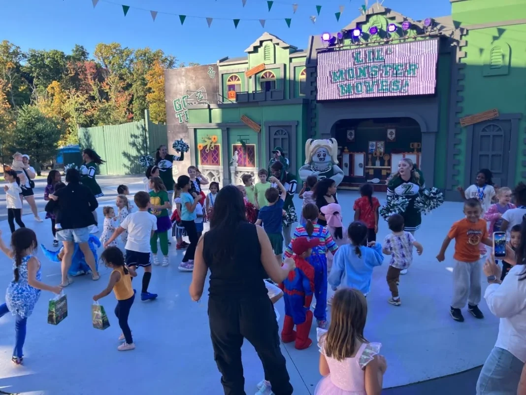 Children dancing with the Zombie Cheer Crew at LEGOLAND New York Brick-or-Treat